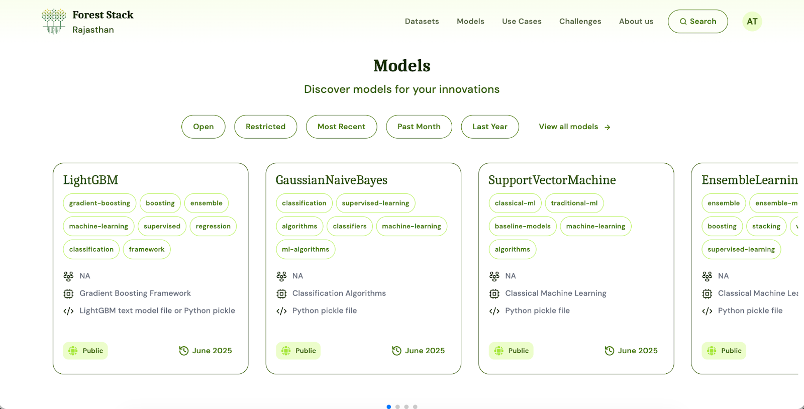 Forest Stack core features Models section